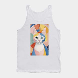 Hilma's Whimsical Catopia: Abstract Feline Harmony Tank Top